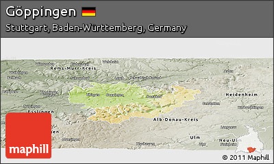 Physical Panoramic Map of Göppingen, semi-desaturated