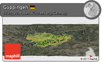 Satellite Panoramic Map of Göppingen, darken, semi-desaturated