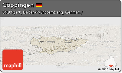 Shaded Relief Panoramic Map of Göppingen, lighten