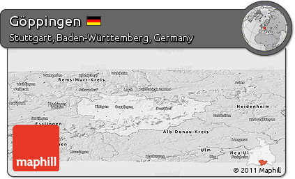 Silver Style Panoramic Map of Göppingen