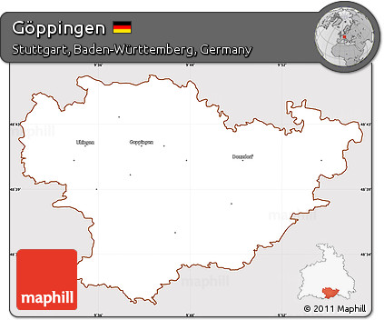 Classic Style Simple Map of Göppingen, cropped outside