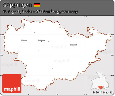 Classic Style Simple Map of Göppingen, cropped outside