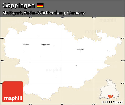 Classic Style Simple Map of Göppingen, single color outside