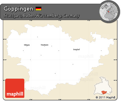 Classic Style Simple Map of Göppingen, single color outside