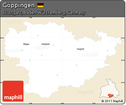 Classic Style Simple Map of Göppingen, single color outside