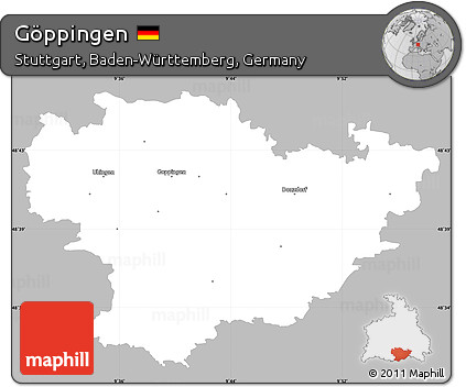 Gray Simple Map of Göppingen, single color outside