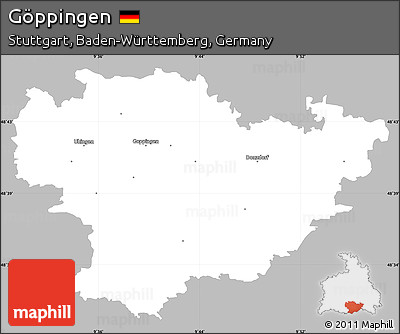 Gray Simple Map of Göppingen, single color outside
