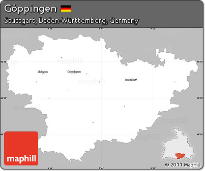 Gray Simple Map of Göppingen, single color outside