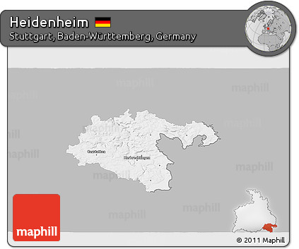 Gray 3D Map of Heidenheim, single color outside