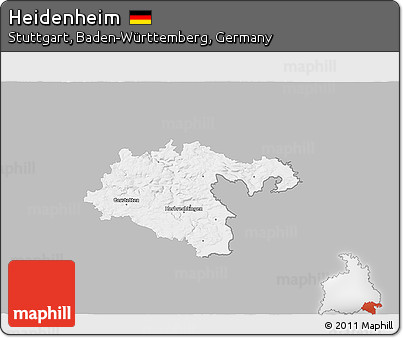 Gray 3D Map of Heidenheim, single color outside
