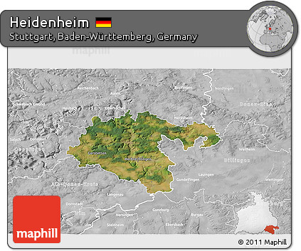 Satellite 3D Map of Heidenheim, lighten, desaturated