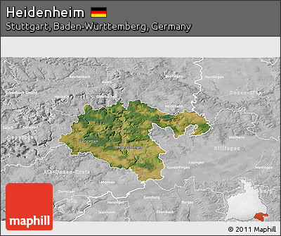 Satellite 3D Map of Heidenheim, lighten, desaturated