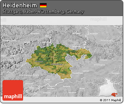 Satellite 3D Map of Heidenheim, lighten, desaturated