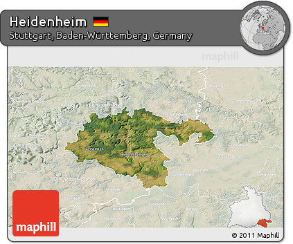Satellite 3D Map of Heidenheim, lighten