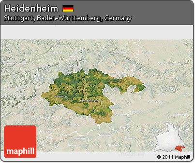 Satellite 3D Map of Heidenheim, lighten