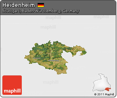 Satellite 3D Map of Heidenheim, single color outside