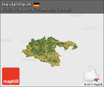 Satellite 3D Map of Heidenheim, single color outside