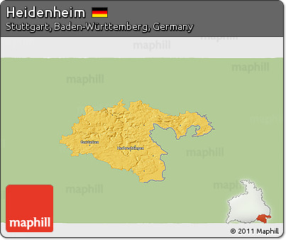 Savanna Style 3D Map of Heidenheim, single color outside