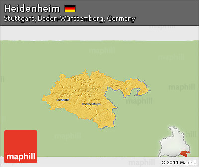 Savanna Style 3D Map of Heidenheim, single color outside