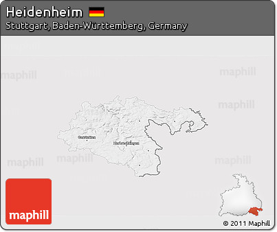 Silver Style 3D Map of Heidenheim, single color outside