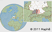 Savanna Style Location Map of Heidenheim, highlighted country, highlighted grandparent region, hill shading