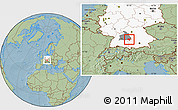 Savanna Style Location Map of Heidenheim, highlighted country, highlighted parent region, hill shading