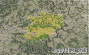 Satellite 3D Map of Hohenlohekreis, semi-desaturated