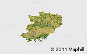 Satellite 3D Map of Hohenlohekreis, single color outside