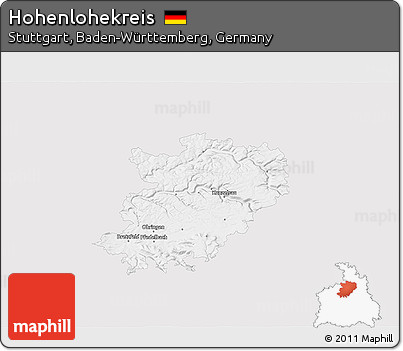 Silver Style 3D Map of Hohenlohekreis, single color outside
