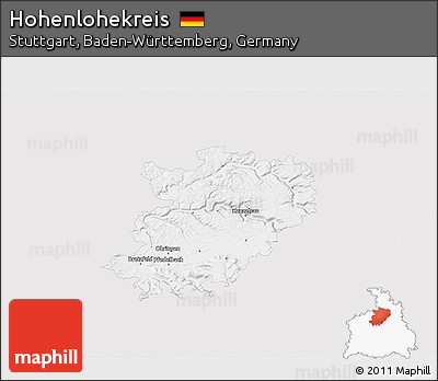 Silver Style 3D Map of Hohenlohekreis, single color outside
