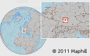 Gray Location Map of Hohenlohekreis, highlighted parent region, hill shading
