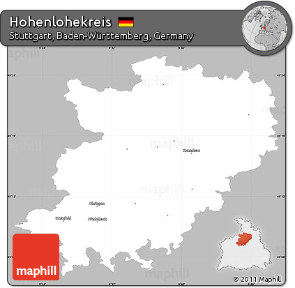 Gray Simple Map of Hohenlohekreis, single color outside