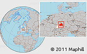 Gray Location Map of Stuttgart, highlighted parent region, within the entire country