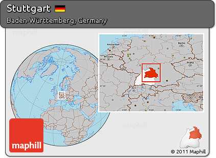 Gray Location Map of Stuttgart, highlighted parent region