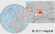 Gray Location Map of Stuttgart, highlighted parent region, hill shading