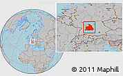 Gray Location Map of Stuttgart, hill shading