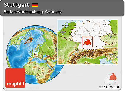 Physical Location Map of Stuttgart, highlighted country