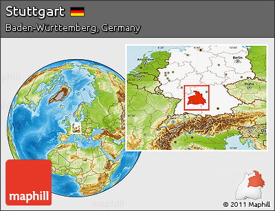 Physical Location Map of Stuttgart, highlighted country