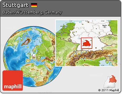 Physical Location Map of Stuttgart, highlighted country