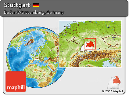 Physical Location Map of Stuttgart, highlighted parent region