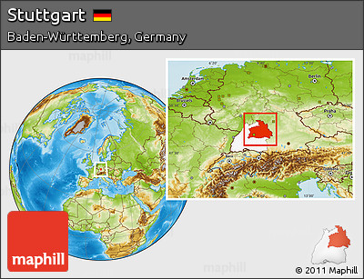 Physical Location Map of Stuttgart, highlighted parent region