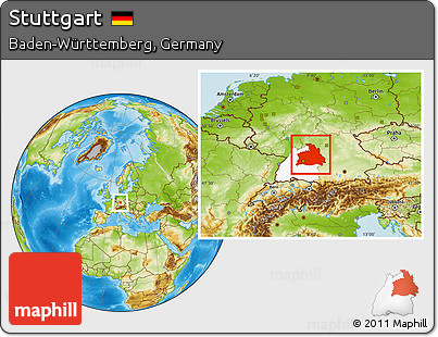 Physical Location Map of Stuttgart, highlighted parent region