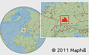 Savanna Style Location Map of Stuttgart, hill shading