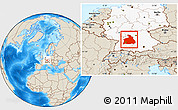 Shaded Relief Location Map of Stuttgart, highlighted country