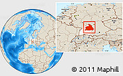Shaded Relief Location Map of Stuttgart, highlighted parent region
