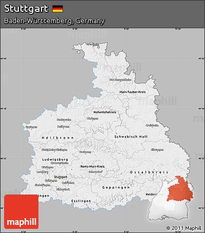 Gray Map of Stuttgart, single color outside