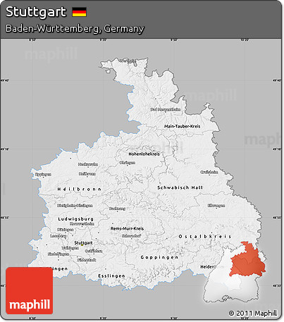 Gray Map of Stuttgart, single color outside