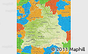 Physical Map of Stuttgart, political outside