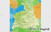 Physical Map of Stuttgart, political shades outside