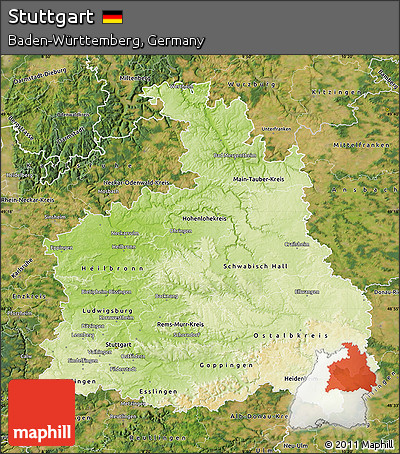 Physical Map of Stuttgart, satellite outside